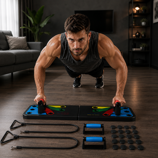 Tabla Push Up Multifuncional con Bandas de Resistencia | Entrenamiento en Casa