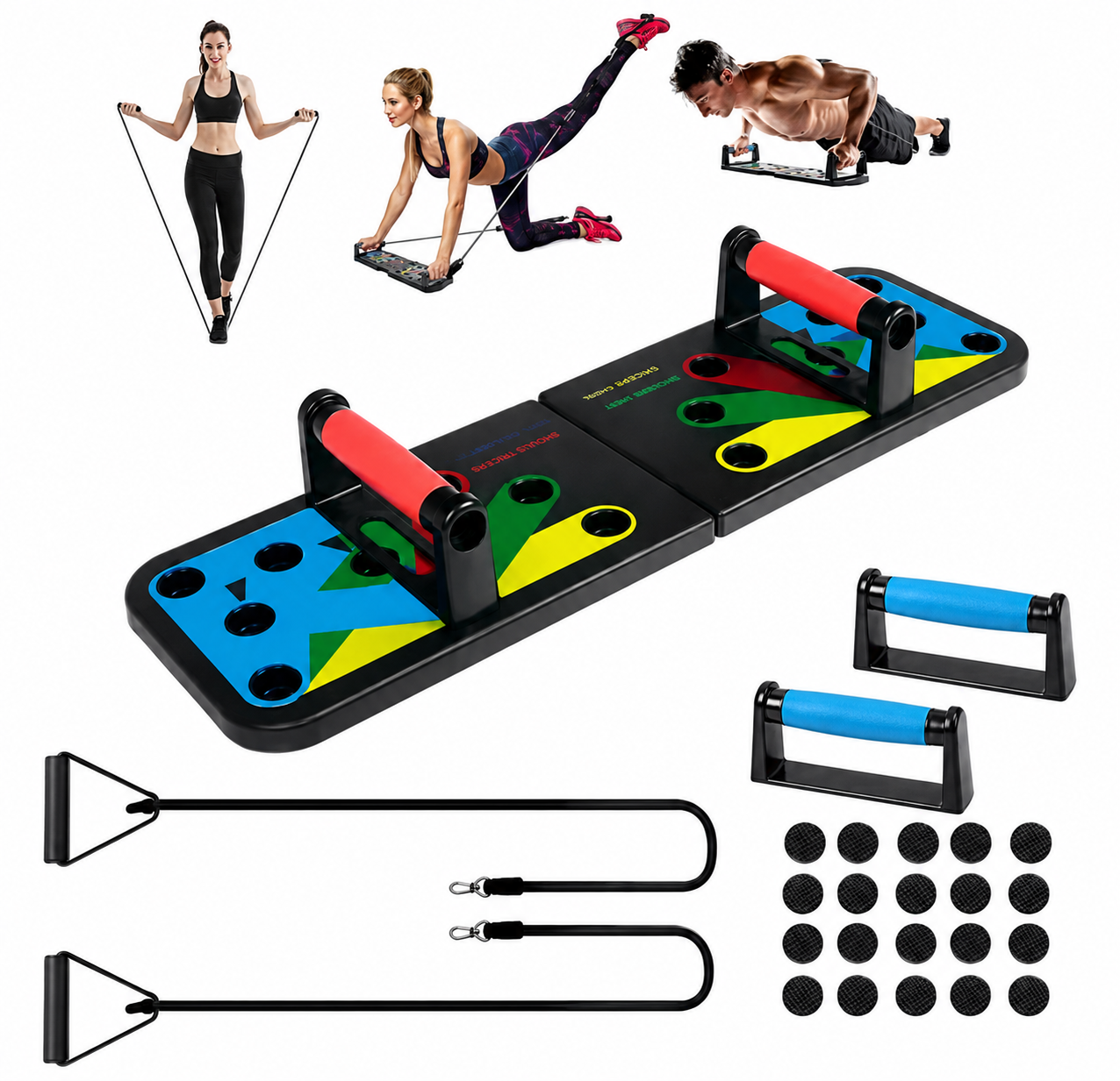 Tabla Push Up Multifuncional con Bandas de Resistencia | Entrenamiento en Casa